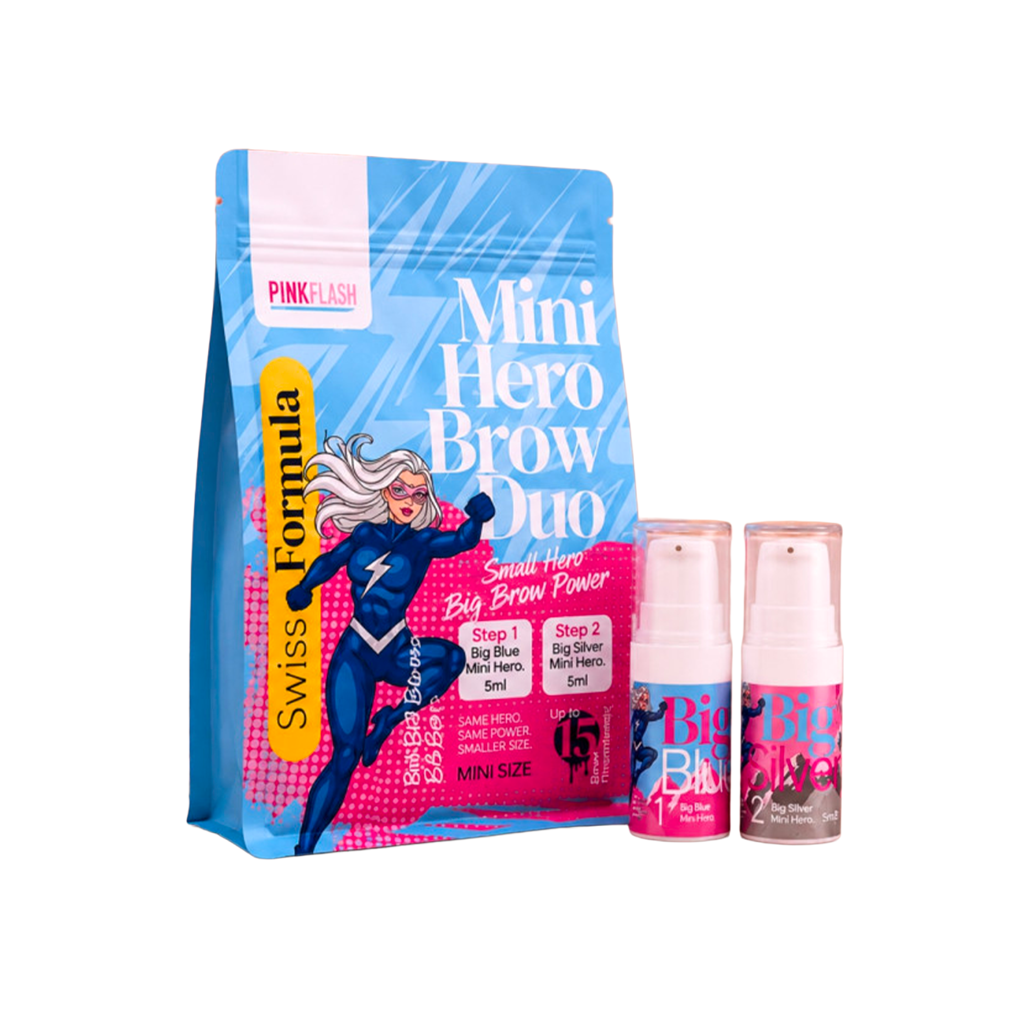 PINK FLASH | Mini Hero Brow Duo — Lamination Sourcils Format Voyage 2×5ml