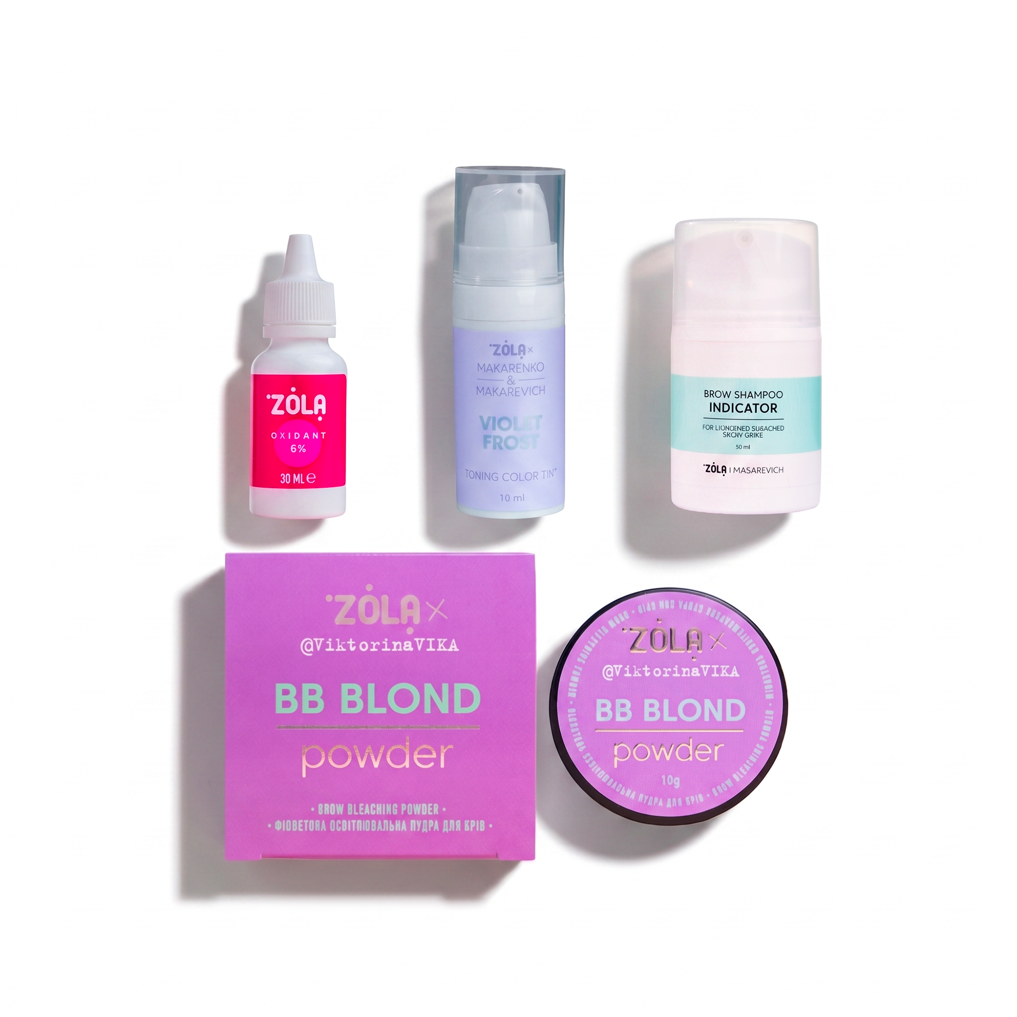 KIT ZOLA | Décoloration Halal Brow — BB Blond + Oxydant + Shampoo + Toner Violet